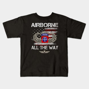 82nd Airborne Division All The Way Veteran Vintage Kids T-Shirt